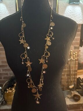 Vintage Gold Star and Disc Layered Necklace